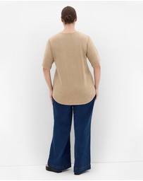 City Chic - Plus size Lola Cotton Tee - taupe wash