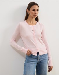 Atmos&Here - Elina Crewneck Knit Cardigan With Rib Hem