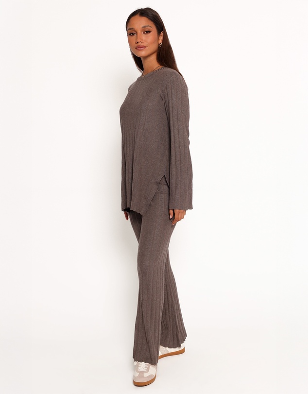 Petal & Pup - Silvie Long Sleeve Knitted Set - Charcoal Grey