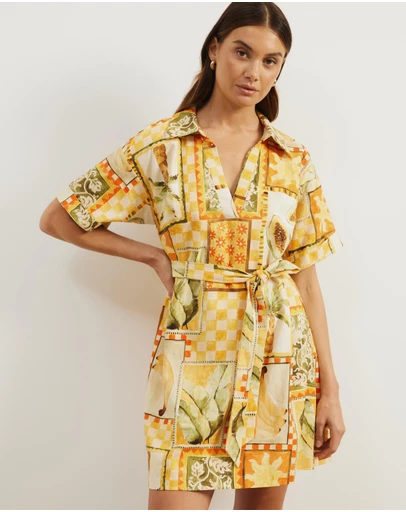 Atmos&Here - Britt Linen Blend Belted Mini Dress