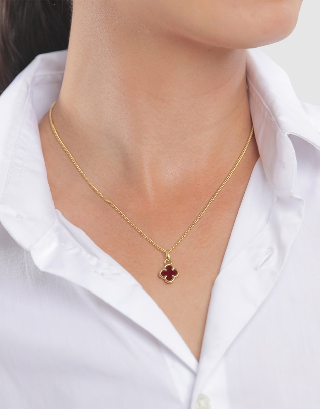 Elli Jewelry - Necklace Cloverleaf Pendant Enamel 925 Sterling Silver Gold-Plated
