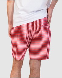 Sant And Abel - Men's Jersey Red Stripe Sleep Shorts
