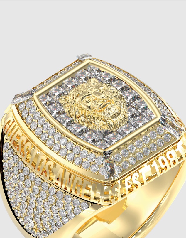 GUESS - 14MM LION PAVE Gold-Tone SIGNET RING