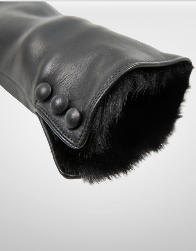 DENTS - Sophie Leather Gloves with Fur Cuffs Wool Lined