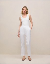 Trenery - Stretch Linen Blend Pull On Pant in White