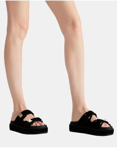 Steve Madden - Bigschmona Black Suede Sandals
