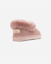 Ozwear Connection Uggs - Ugg Slippers Avery Unisex Premium Sheepskin Slippers Suede