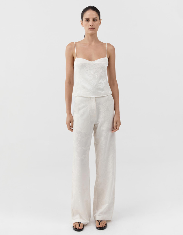 St. Agni - Silk Wool Jacquard Minimal Pants