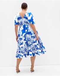 City Chic - Gracey Print Puff Sleeve Midi Dress