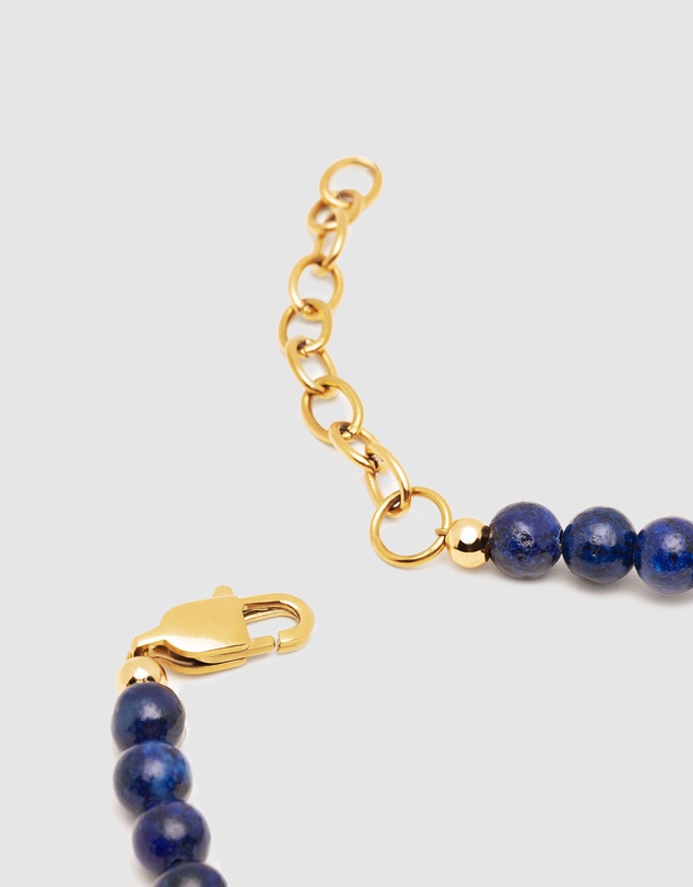 Nialaya Jewellery - Beaded Necklace with Blue Lapis, Turquoise, and Gold