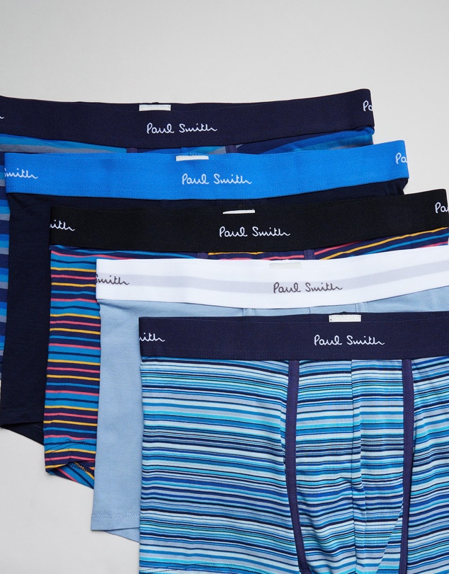 Paul Smith - 5-Pack Stripe and Plain Mixed Boxer Briefs