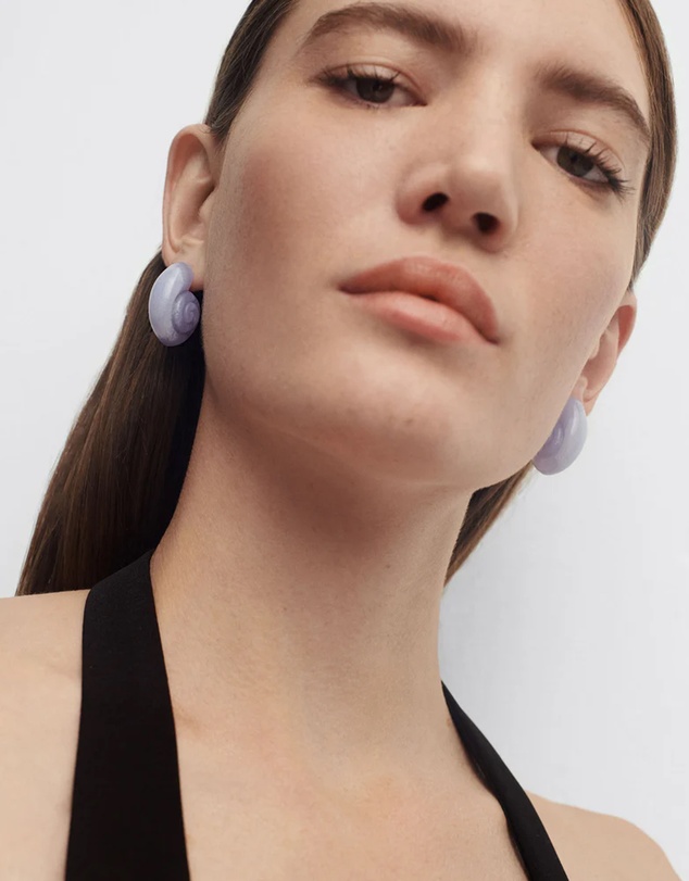 PDPAOLA - Blue Lace Agate Shell Earrings