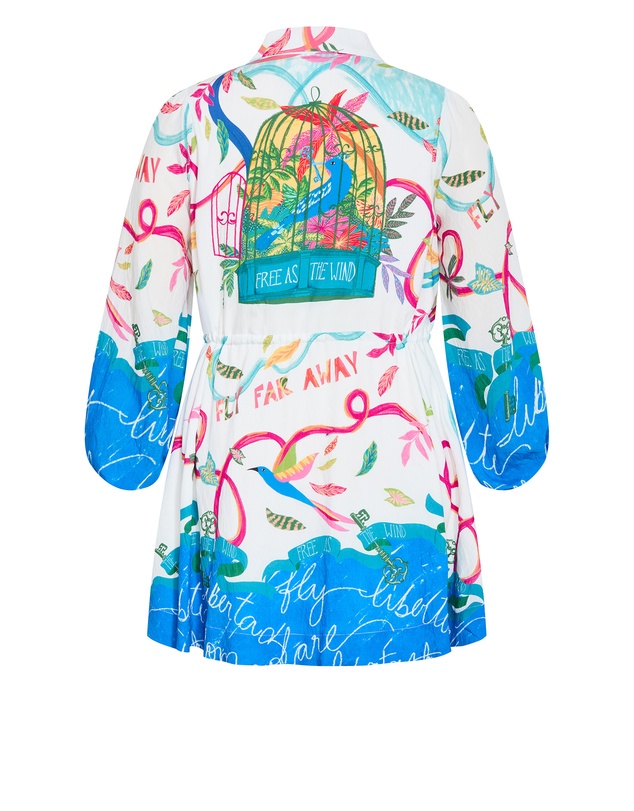 City Chic - Tahlia Spirit Print Mini Dress - White