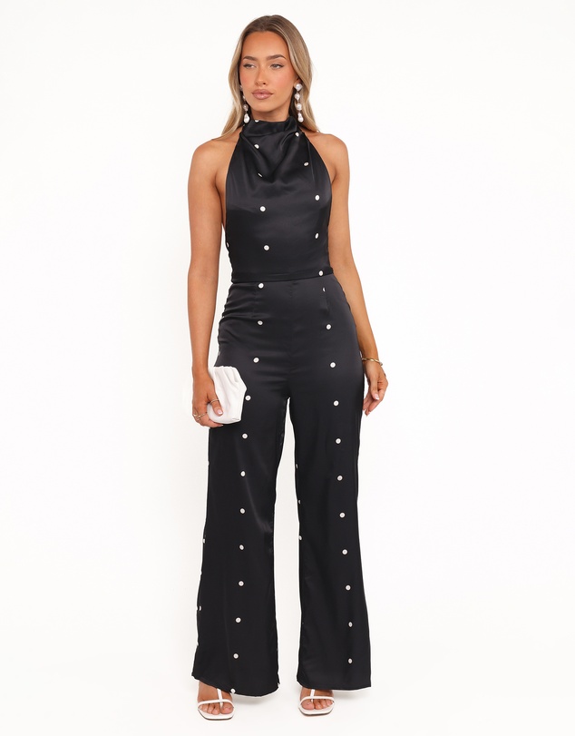 Petal & Pup - Bentley Halterneck Jumpsuit - Black Polka Dot