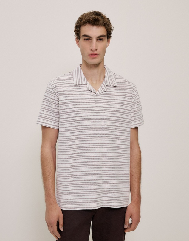 Trenery - Jacquard Stripe Polo in White