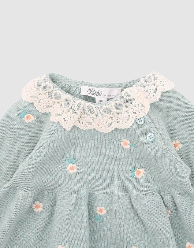 Bebe by Minihaha - Fern Organic Embroidered Knitted Dress - Babies