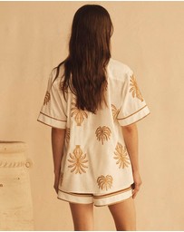 AUR OCEA - Dalla Palma Embroidered Cuffed Short Sleeve Shirt