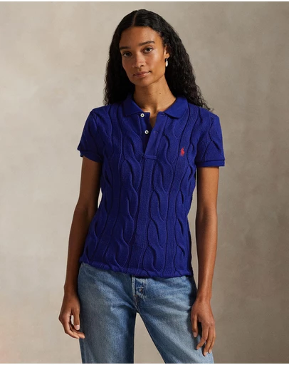 Polo Ralph Lauren - Cable-Knit Cotton Polo Shirt - The ICONIC Exclusive