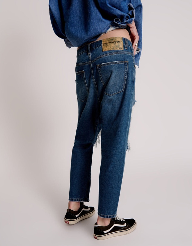 ONE TEASPOON - Bay Blue Kingpins Cropped Boyfriend Jeans