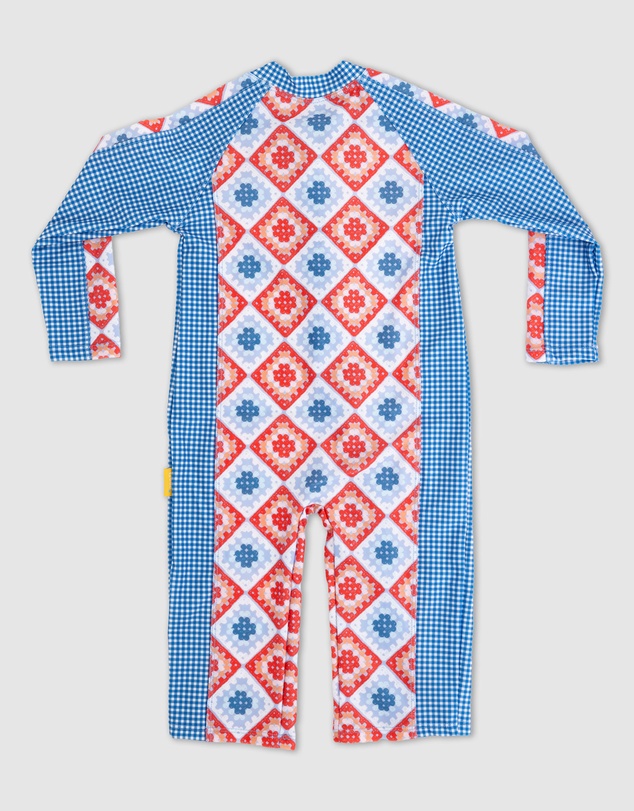 Tyoub - Tyoub Baby Sun-Safe Zip-Up Swimsuit Retro Granny Square