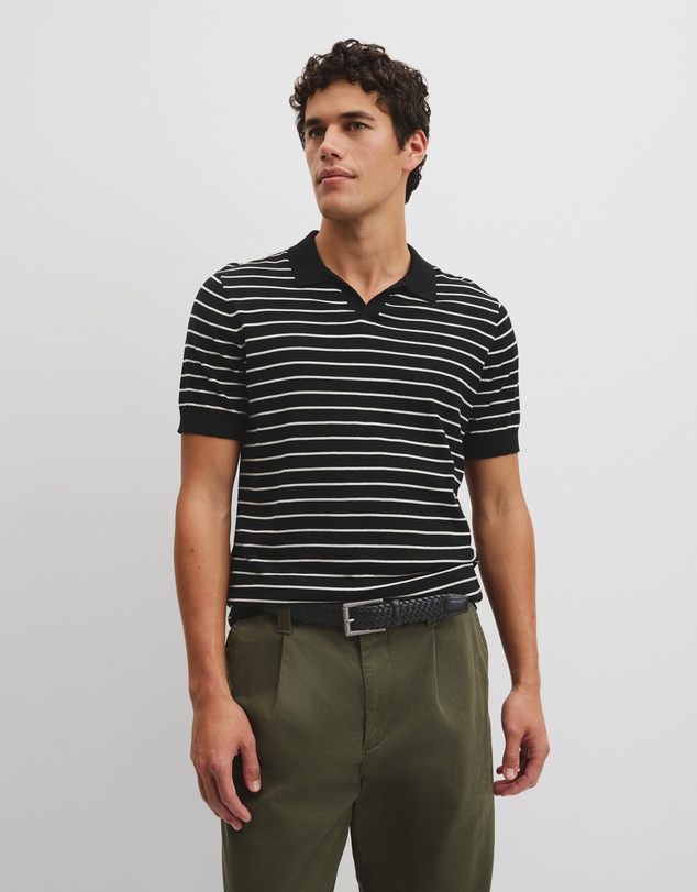 Country Road - Australian Cotton Silk Stripe Knit Polo