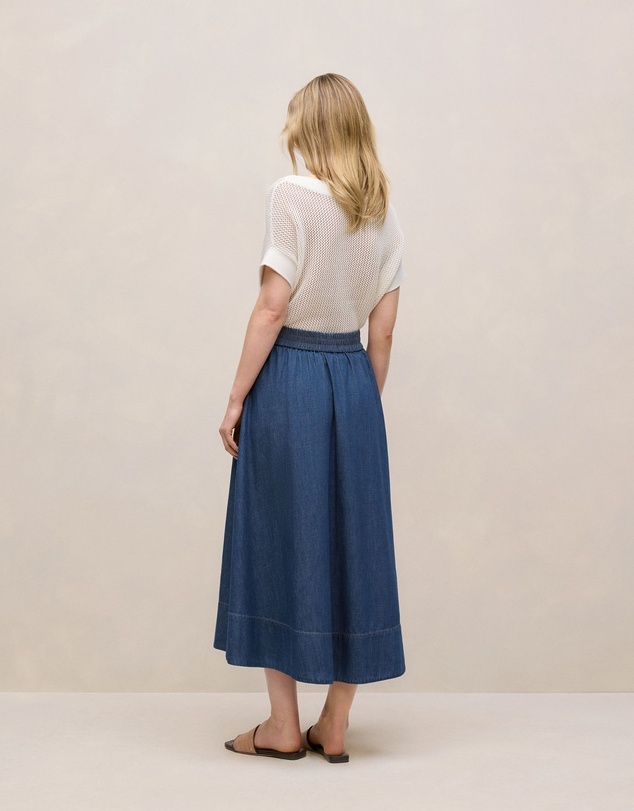 Trenery - Soft Denim Skirt in Mid Blue