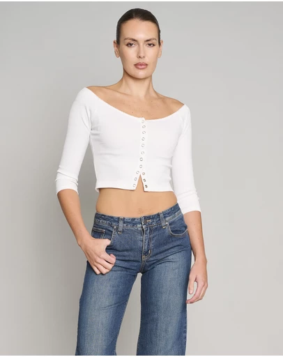 Love and Nostalgia - Sugar Baby White Rib Top