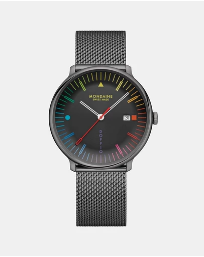 Mondaine - Mondaine Doppio Bauhaus Black Stainless Steel 41mm Watch