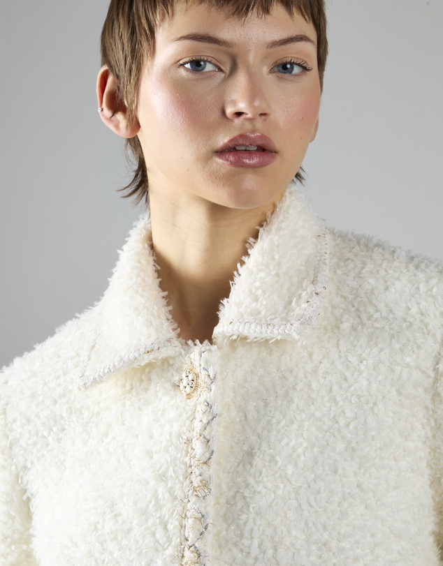 Glamorous - Button-Front Long Sleeve Textured Coat