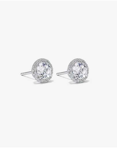 Michael Hill - Round Brilliant Cubic Zirconia Halo Stud Earrings in Sterling Silver