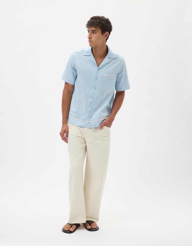 AERE - Linen Blend Trim Shirt