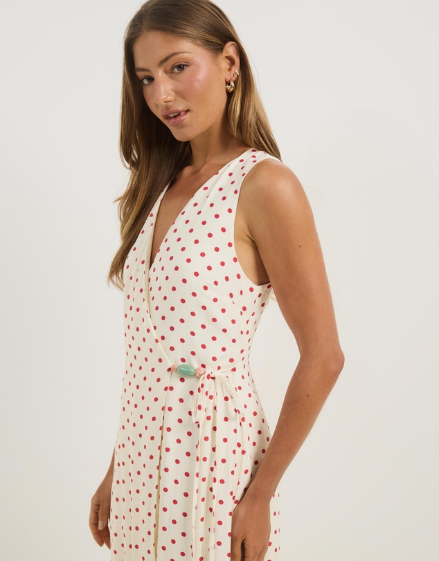 Atmos&Here - Chloe Midi Wrap Dress With Bead Detail