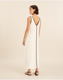 AERE - Zena Linen Contrast Midi Dress