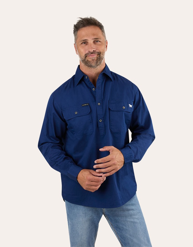 Ringers Western - King River Mens Half Button Work Shirt