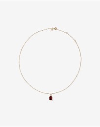 Michael Hill - Emerald Cut Red Garnet Gemstone Pendant Necklace in 10kt Yellow Gold