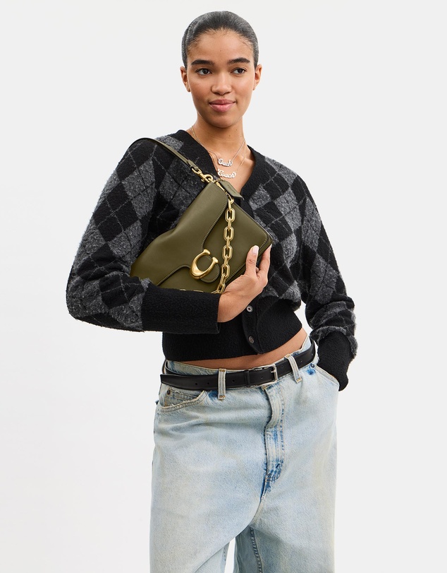 Coach - Soft Grain Leather Chain Tabby Shoulder Bag With Chain