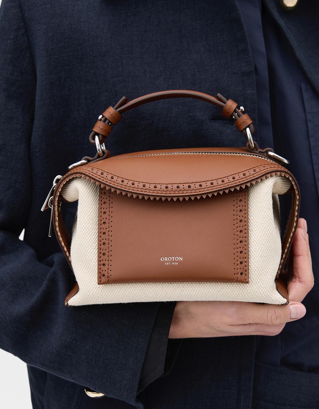 Oroton - Mica Mini Bowler Canvas Broguing