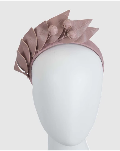Max Alexander - Taupe Leather Flowers Headband