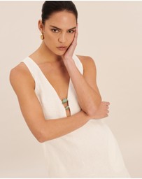 AERE - Fiora Linen Resin Trim Shift Dress