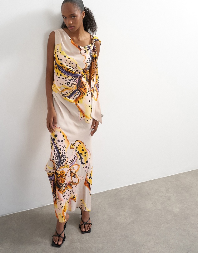 TOPSHOP - Vana Tie Neck Maxi Dress