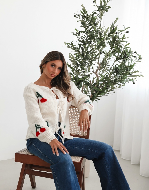 Esther & Co - Jaya Cardigan - Cream Print