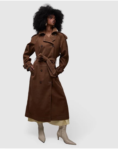 TOPSHOP - Longline Oversized Faux Suede Trench Coat