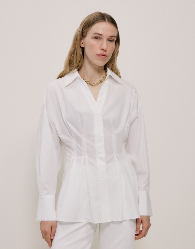 Trenery - Poplin Cinched Waist Shirt in White