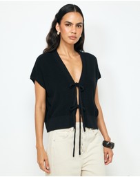 AERE - Ava Organic Cotton Tie Front Top
