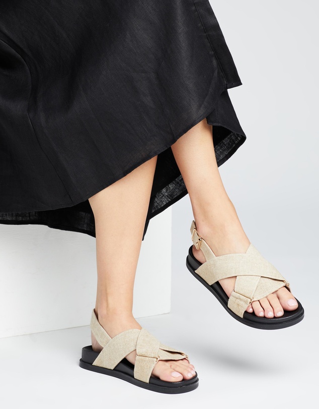AERE - Linen Crossover Sandals