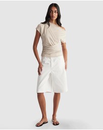 Decjuba - Ruby Gathered Lurex Top