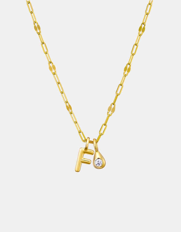 Zoe Olivia - 14K Gold Vermeil Imprint Initial F Cubic Zirconia Necklace