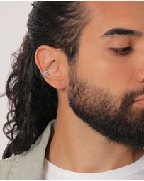 Kuzzoi - ICONIC EXCLUSIVE - Earrings Men's Earcuff 3-Piece Set Geo Organic in 925 Sterling Silver