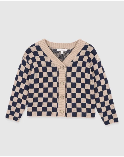 Fox & Finch - Wild Side Check Knitted Cardigan 3-7 Yrs
