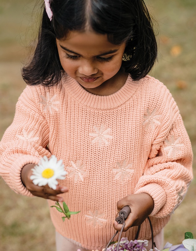 Kynd Baby - Embroidered Knit Jumper in Pearl